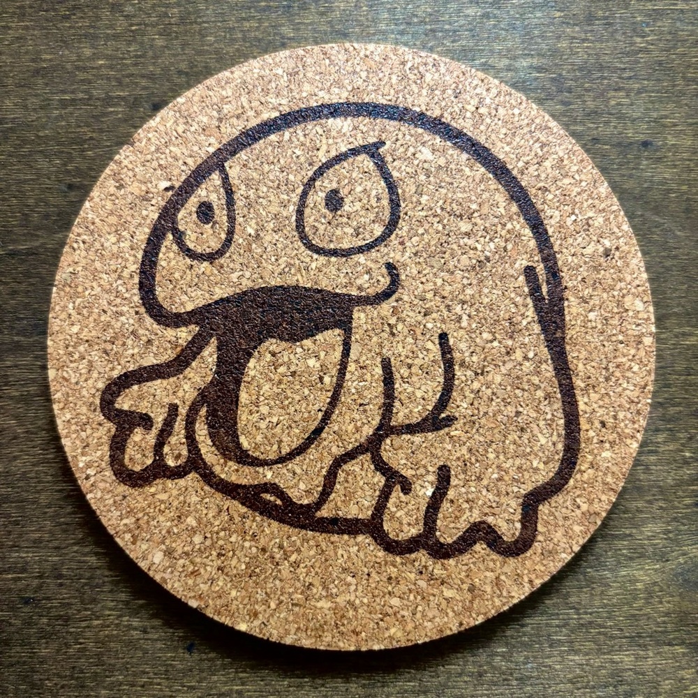 Pokemon Grimer Face Laser Engraved Cork Coaster